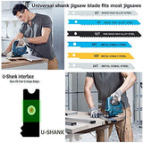 20-Piece Universal Jig Saw Blade Set for Wood,Plastic and Metal Cutting with Tool Bag Universal Design fits All Name Brand and Import jig saws Autsmal