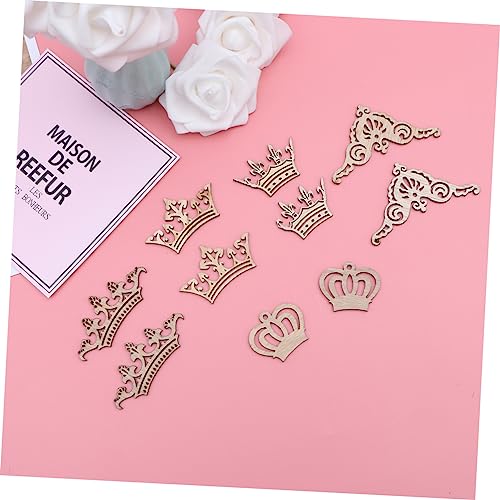 ABOOFAN 10 Pcs Natural Wood Slices Unfinished Natural Wood Slice Crown Pattern Slices Pendant Wooden Mix ABOOFAN