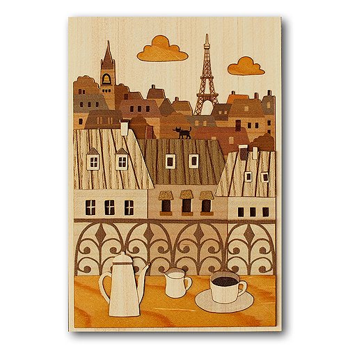 KINOWA Wooden Art Kit Kiharie Paris Made in Japan KINOWA