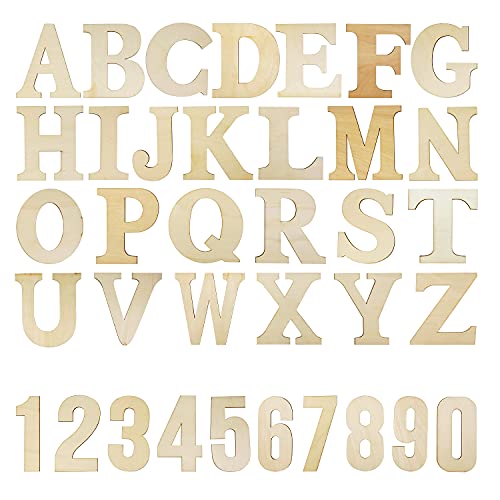 36 Pieces 6" Wood Alphabet Letters Unfinished Wooden Numbers Craft Letters Large Natural Wood Letters Paintable Home Wall Decor ABC Letters for - WoodArtSupply