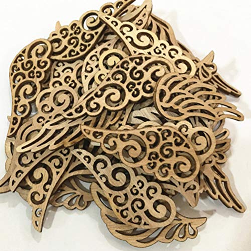 Amosfun Wood Slices Angel Wings Cutouts Craft DIY Ornaments for Birthday Christams Crafts Accessories 80pcs - WoodArtSupply