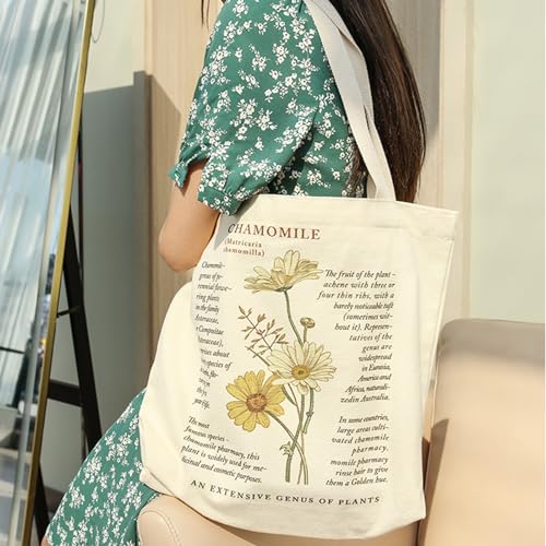 BROADREAM Canvas Tote Bag Aesthetic - Zippered Book Tote Bag with Interior Pocket by Cute Shoulder Tote Bags for Women Shopping & Travel - Best Gift - WoodArtSupply