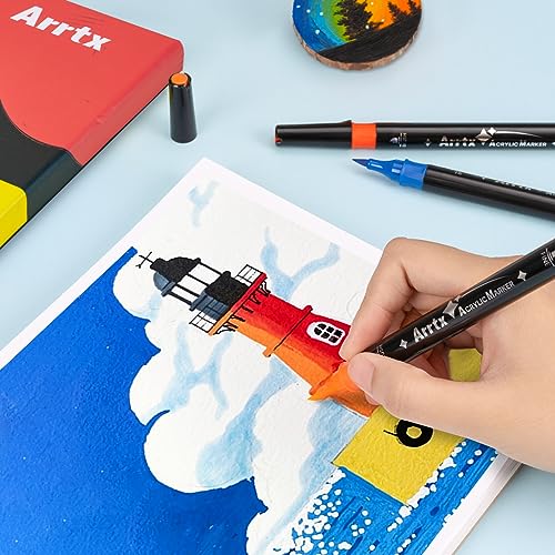 Arrtx Paint Markers Paint Pens, 24 Colors Acrylic Paint Pens for Rock  Painting, Ceramic, Wood, Plastic, Calligraphy, Scrapbooking, Brush  Lettering