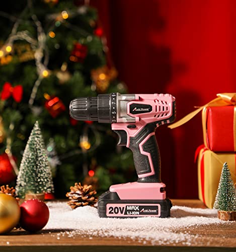 AVID POWER 20V MAX Lithium lon Cordless Drill Set, Power Drill Kit with Battery and Charger, 3/8-Inch Keyless Chuck, Variable Speed, 16 Position and AVID POWER