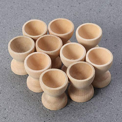 Toyvian 12PCS Wooden Egg Cup Holder Stands DIY Blank Unfinished Wooden Egg Displays for DIY Easter Decoration - WoodArtSupply