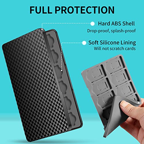 Switch Game Case Holder with 24 Cartridge Slots and 24 Micro SD Card Storage, Slim Portable Game Organizer Traveler Gift Accessories with Magnetic