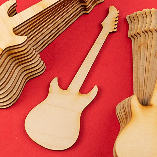 Factory Direct Craft Pack of 12 Unfinished Wood Electric Guitar Cutouts - Rock and Roll Blank Wooden Music Instrument Shape for DIY Craft Projects - WoodArtSupply