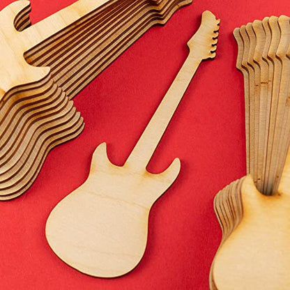 Factory Direct Craft Pack of 12 Unfinished Wood Electric Guitar Cutouts - Rock and Roll Blank Wooden Music Instrument Shape for DIY Craft Projects - WoodArtSupply