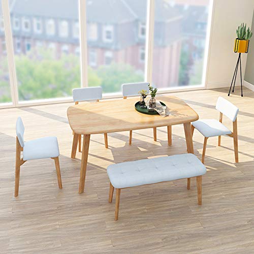 WoodShine Mid Century Modern Real Solid Wood Dining Table, Working Desk,47 Inch,Natural… WoodShine