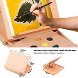 Falling in Art Tabletop Easel Set - 24 Pieces Starter Kit - Artist Acrylic Painting Kit with 12 Acrylic Paints Set, Canvas Panels, Brushes, Wooden Falling in Art