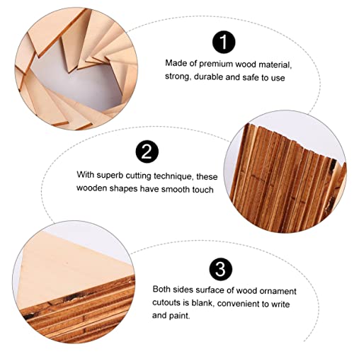 VILLFUL 60pcs Triangular Wood Chips Wooden Shapes for Crafts Unfinished Wooden Triangular Slices Triangles Wood Shapes Wooden Gift Tag Unfinished VILLFUL