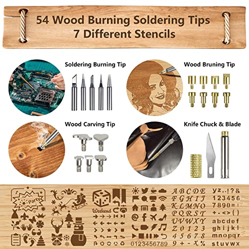Wood Burning Kit, Zistel 116PCS Wood Burning Tool with Adjustable Temperature 200℃-450℃, Wood Burner Tool for Embossing Carving Soldering, DIY Creative Tool Set Suitable for Beginner, Home Decoration