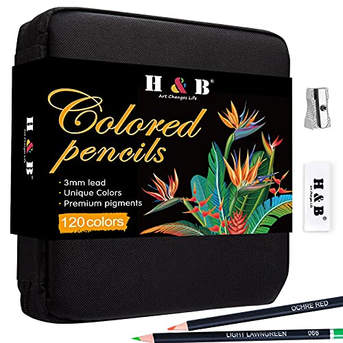 122 Colored Pencils Kit,Oil Based Soft Core, Professional Color Drawing Set with Case Sharpener,Sketching Layering Blending,Art Set & Supplies for - WoodArtSupply