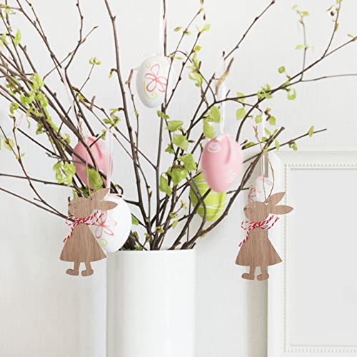 SEWACC 6pcs Easter Bunny Wooden Cutout Unfinished Wood Bunny Slices Wooden Rabbit Hanging Ornament Unpainted Easter Wood Slice Easter Party Crafts SEWACC