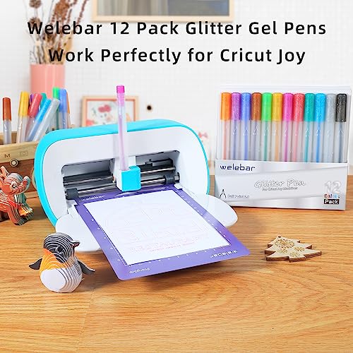 Welebar 12 Pack Glitter Gel Pens for Cricut Joy/Xtra, 0.8 Tip Glitter Medium Point Pen for Writing Drawing, Compatible with Cricut Joy Machine Welebar