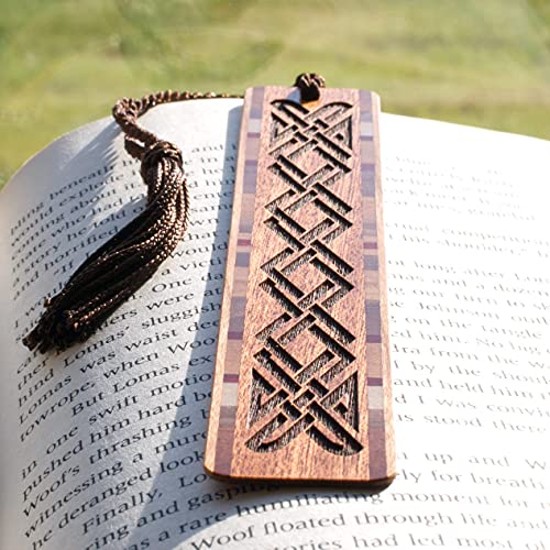 Celtic Knot Engraved Handmade Wooden Bookmark on Sapele Hardwood - Made in USA - Also Available Personalized Mitercraft