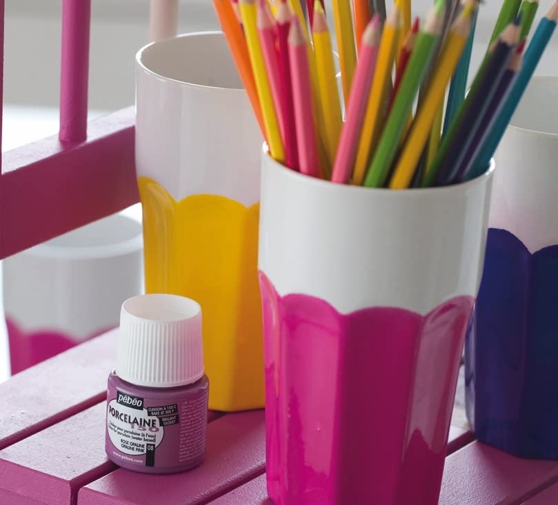 Pebeo Porcelaine 150 China Paint Set Each Package Discovery 15 Various 45 ml Paint Bottle 1.5 fl oz 2 Pieces Pebeo Taklon Synthetic Bristle Brush ZMR