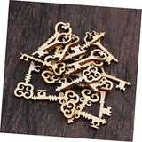 ABOOFAN 60 Pcs Unfinished Wood Craft Wood Key Embellishment Wooden Embelliment DIY Wood Antique Keys Unfinished Wooden Keys Wood Slices Natural Home ABOOFAN