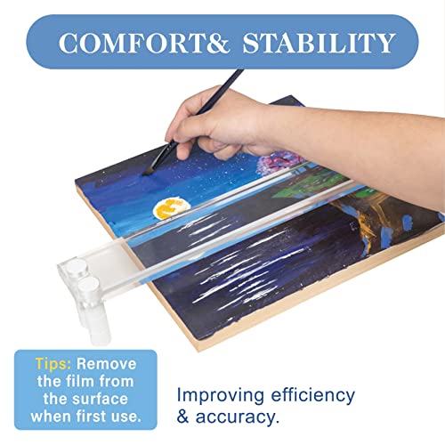 Falling in Art 17Inches Artist Leaning Bridge Hand Rest, Transparent Acrylic Wrist Leaning Bridge with Adjustable Height, Art Drawing Tool for Falling in Art