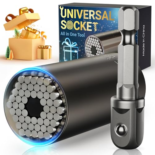 Super Universal Socket Gifts for Men - Tools Christmas Stocking Stuffers for Adults Grip Socket Set with Power Drill Adapter, Gadgets for Men Dad Him