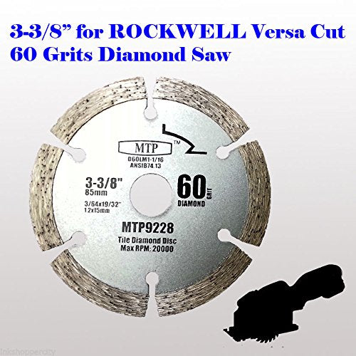 MTP 3X 3-3/8-inch Diamond/Wood/Metal Circular Saw Blade for Rockwell Versacut Versa Cut Rk3440k, Makita 3-3/8" Cordless Sh01w 12v Tile Grout MTP