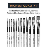 Nicpro 12 PCS Acrylic Paint Brushes Adult Art Paint Brush Set for Watercolor Oil Gouache Face Body Craft Miniatures Painting,Paintbrushes Nicpro