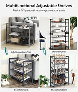 SONGMICS 6-Tier Shoe Rack Storage, Metal Shoe Organizer Stand for Garage, Entryway, Set of 2 3-Tier Stackable Shoe Rack Shelf, with Adjustable Flat SONGMICS
