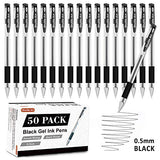 Shuttle Art Black Gel Pens, 50 Pack Fine Point Black Ink Pens Bulk, 0.5mm Rollerball Gel Ink Pens Smooth Writing with Comfortable Grip for Office, Shuttle Art