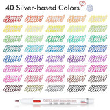 Shuttle Art Double Line Outline Markers, 40 Colors Squiggles Shimmer Markers Set, Self Outline Metallic Marker Pens for Art, Drawing, Doodling, Card Shuttle Art
