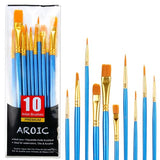 Acrylic Paint Brush Set, 1 Packs / 10 pcs Watercolor Brushes Painting Brush Nylon Hair Brushes for All Purpose Oil Watercolor Painting Artist AROIC