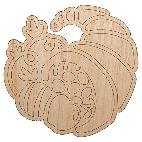 Thanksgiving Fall Cornucopia Unfinished Wood Shape Piece Cutout for DIY Craft Projects - 1/8 Inch Thick - 6.25 Inch Size - WoodArtSupply