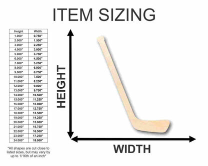 Unfinished Wood Hockey Stick Shape - Sporting - Craft - up to 24" DIY 8" / 1/4"