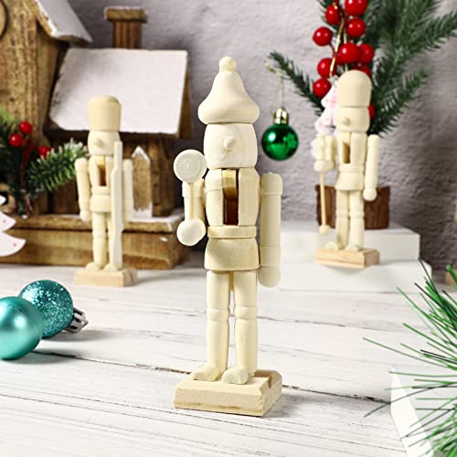 PRETYZOOM 6pcs Unfinished Wooden Christmas Nutcracker Unpainted Blank Nutcracker Soldier Figures Wooden Christmas Table Centerpieces Decorations