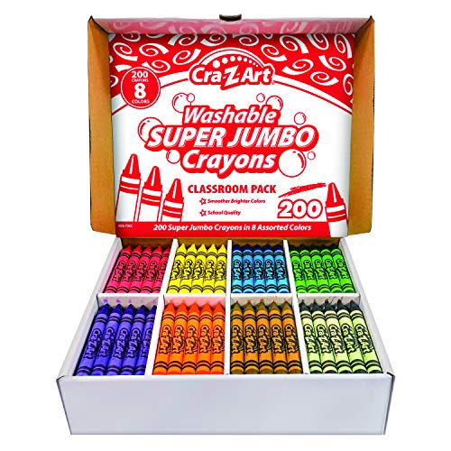 Cra-Z-art Super Jumbo Crayon Bulk Class Pack 200ct 8 Assorted Colors Cra-Z-Art