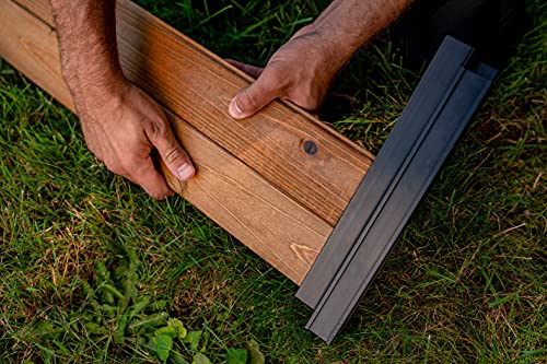 Vita Mezza 4 Foot x 4 Foot x 11 inch Cedar Wood Modular Garden Bed with Black Aluminum Posts, FSC, Woodgrain, Golden Brown, Pre-Stained, VT17703 Vita