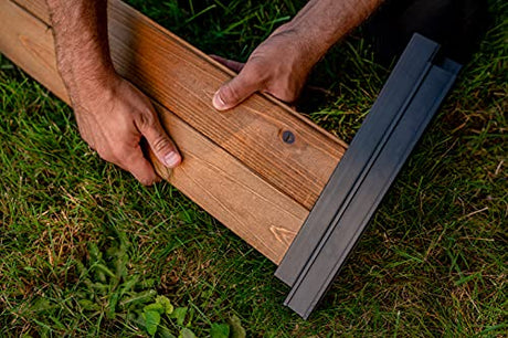 Vita Mezza 4 Foot x 4 Foot x 11 inch Cedar Wood Modular Garden Bed with Black Aluminum Posts, FSC, Woodgrain, Golden Brown, Pre-Stained, VT17703 Vita