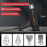 AcmyslaT Heat Gun 1800W Heavy Duty Soldering Hot Air Gun Variable Temperature Settings 572℉~932℉ (300℃-500℃) with 4 Heat Gun Attachment Nozzles Kit AcmyslaT