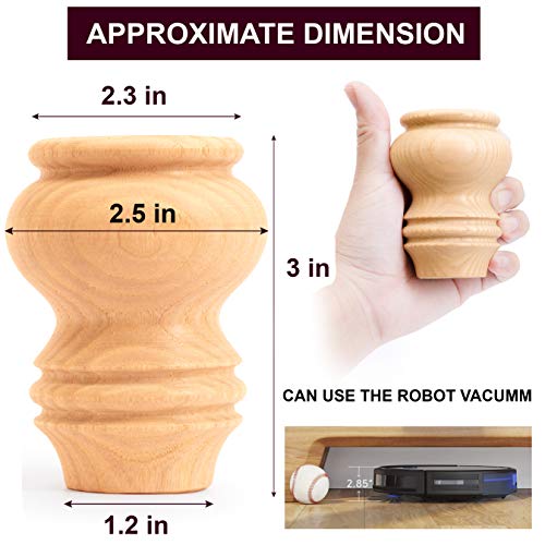 decorluxes Unfinished Bun Feet for Furniture Set of 4 Kallax Legs Short Table Legs Couch Sofa Coffee Table Legs Dresser Legs Set of 4 Bun Feet - No decorluxes