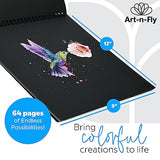 Art-N-Fly Black Sketch Pad Mini 5.5x8.5" 2 Pack - Black Paper Sketchbook for Drawings, Perforated Edge on Spiral 100 Sheets Total - Art Sketch Book Art-n-Fly