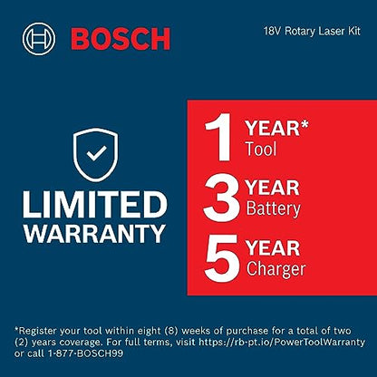 BOSCH REVOLVE4000 GRL4000-80CHVK 18V Exterior 4000ft Range Horizontal/Vertical Self-Leveling Cordless Rotary Laser Kit w/ Bluetooth Connectivity, - WoodArtSupply