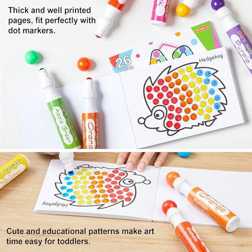 Shuttle Art Dot Markers, 14 Colors Bingo Daubers with 135 Patterns, 5 Activity Books, Educational Set with Art Activities,Non-Toxic Washable Coloring - WoodArtSupply