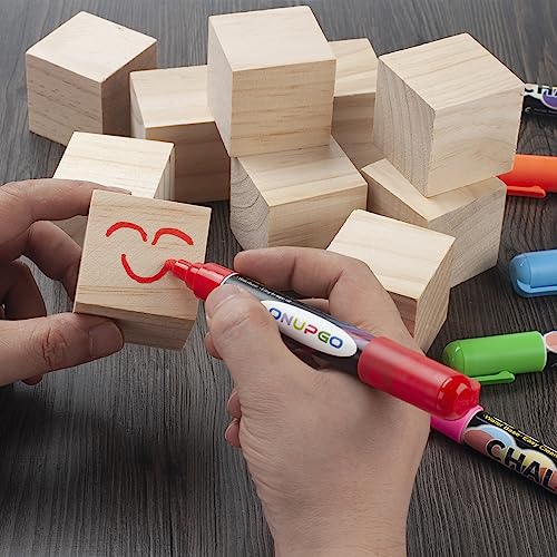 Blank Wood Blocks for Crafting, 2 inch 10PCS Unfinished Large Wooden Blocks for Crafts and Decor, Natural Solid Wooden Squares Wood Cubes for Baby Coowayze