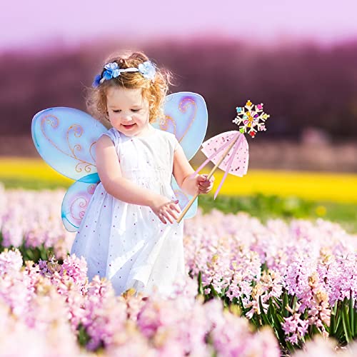 34 Pcs Make Your Own Princess Wand Kit 16 Unfinished Star Butterfly Crown Moon Fairy Wood Stick 6 Gem Stickers 4 Satin Ribbons 8 Mesh Decor for Queekay