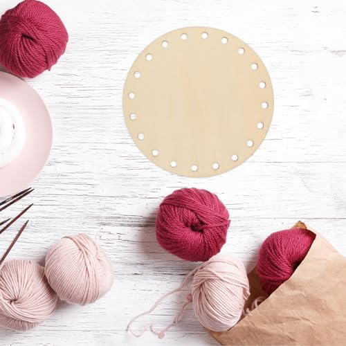 ULTNICE 4pcs Natural Wooden Basket Bottom Circle Shape Blank Crochet Knitting Basket Wood Base Shaper for DIY Basket Craft Weaving Making Supplies ULTNICE