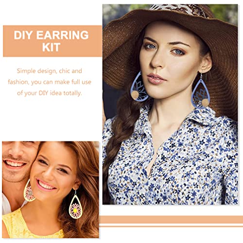 EXCEART 1 Set Wooden Earrings Earring findings Unfinished Wooden Earring Making kit Ear Ringing Making kit Earring Studs for Jewelry Making Wooden EXCEART