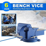 Iglobalbuy 6" Bench Vise with Anvil, Vice Tool 6 Inch Jaw Width Table Top Clamp 360° Swivel Base Heavy Duty Cast Iron Clamp Press Locking Home Bench Iglobalbuy