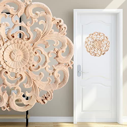 Beoot Wooden Carved Onlay Appliques Wood Carving Decal Unpainted Furniture Bed Door Cabinet Decor (15x15cm/5.91x5.91inch) Beoot