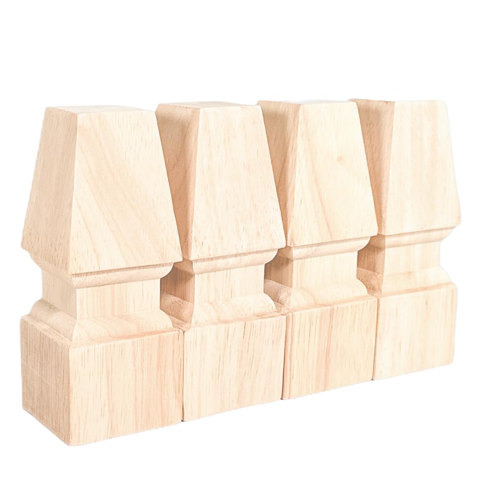 Aiminjey Wooden Furniture Legs, 6 Inch Solid Wood Unfinished Replacement Bun Feet Sofa Couch Chair Ottoman Loveseat Cabinet Legs Set of 4 (6inch- Aiminjey