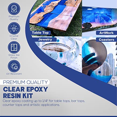 Epoxy Resin for Table Tops & Art Epoxy Resin Kit | 2 Gallon (7.6 L) | Non-Toxic | Premium Quality | High Gloss Thick Clear Coat | for Table Tops, Bar Magic Resin
