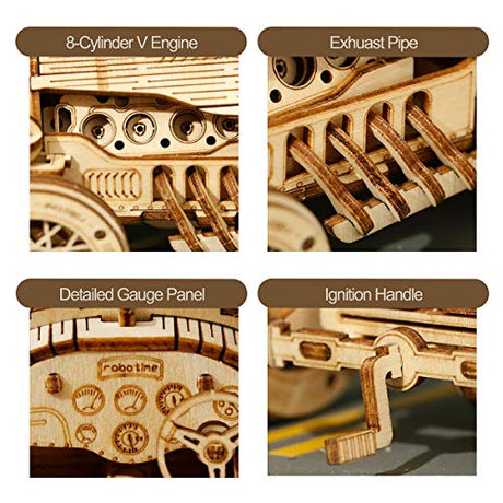 ROKR Grand Prix Car 3D Wooden Puzzle - Mechanical Model Kit for Adults and Creative Gift ROKR